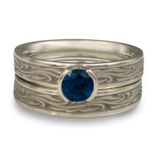 Extra Narrow Starry Night Bridal Ring Set in Sapphire