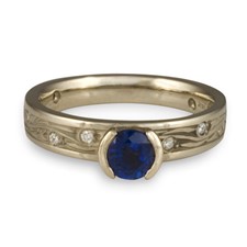 Extra Narrow Starry Night Engagement Ring with Gems  in 14K White Gold