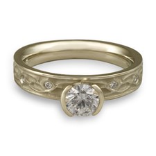 Extra Narrow Water Lilies Engagement Ring with Gems in 18K White Gold