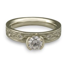 Extra Narrow Water Lilies Engagement Ring with Gems in Diamond