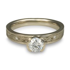 Extra Narrow Wind and Waves Engagement Ring with Gems in 14K White Gold