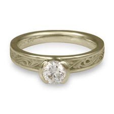 Extra Narrow Wind and Waves Engagement Ring in 18K White Gold