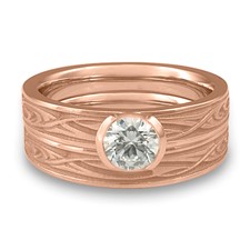 Extra Narrow Yin Yang Bridal Ring Set in 14K Rose Gold