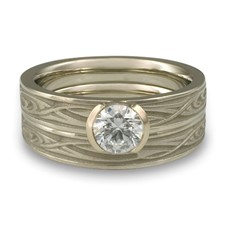 Extra Narrow Yin Yang Bridal Ring Set in 14K White Gold