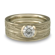 Extra Narrow Yin Yang Bridal Ring Set in 18K White Gold