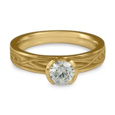 Extra Narrow Yin Yang Engagement Ring in 14K Yellow Gold