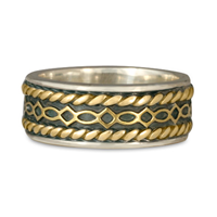 Felicity Twist Wedding Ring in 18K Yellow Gold Borders & Center w Sterling Silver Base 