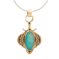 Flame Pendant with Ethiopian Opal in Two Tone