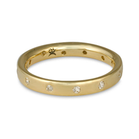 Flat Comfort Fit Wedding Ring 3mm with Gems in 14K Yellow Gold