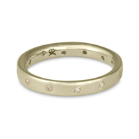 Flat Comfort Fit Wedding Ring 3mm with Gems in 18K White Gold