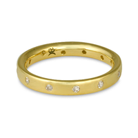 Flat Comfort Fit Wedding Ring 3mm with Gems in 18K Yellow Gold