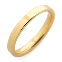 Flat Topped Comfort Fit Wedding Ring 3mm in 14K Yellow Gold