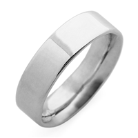 Flat Topped Comfort Fit Wedding Ring 6mm in Platinum