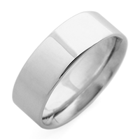 Flat Topped Comfort Fit Wedding Ring 7mm in Platinum