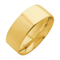Flat Topped Comfort Fit Wedding Ring 8mm in 14K Yellow Gold