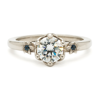 Flora Solitaire Engagement Ring in 14K White Gold