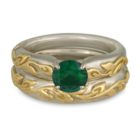 Flores Classic Bridal Ring Set in Emerald