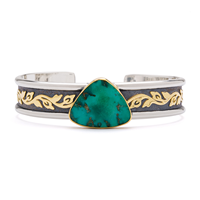 Flores Cuff Bracelet with Turquoise in Two Tone