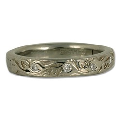 Flores Hinge Ring with Diamonds in 14K White Gold