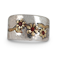 Floret Ring 18K and 24K with Gems in Two Tone