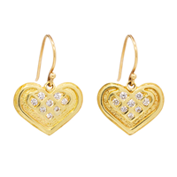 Gold Heart Earrings With Diamonds in 18K Yellow Gold