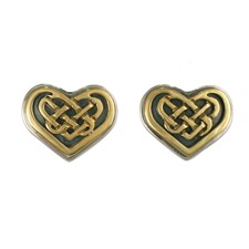 Heart Earrings in 14K Yellow Gold Design w Sterling Silver Base