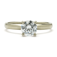 Ideal Solitaire 4 Prong Engagement Ring in 18K White Gold