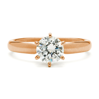 Ideal Solitaire 6 Prong Engagement Ring in 14K Rose Gold