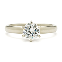 Ideal Solitaire 6 Prong Engagement Ring in 18K White Gold