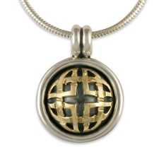 Interlace Pendant in 14K Yellow Gold Design w Sterling Silver Base