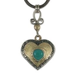 Isabella Pendant with Turquoise in 14K Yellow Gold Design w Sterling Silver Base
