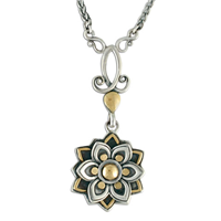 Kamala Drop Necklace in 14K Yellow Gold Design w Sterling Silver Base