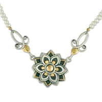 Kamala Necklace in 14K Yellow Gold Design w Sterling Silver Base