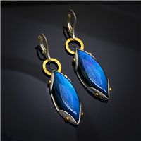 Labradorite Marquise Earrings in Two Tone