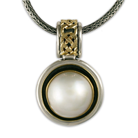 Luna Slider with South Sea Pearl in 14K Yellow Gold Design w Sterling Silver Base