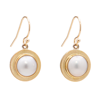 Lunita Mabe Pearl Earrings in 14K Yellow Gold Design w Sterling Silver Base