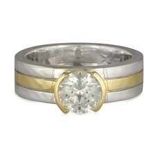 Marcello Engagement Ring in Sterling Silver Borders & Base w 18K Yellow Gold Center