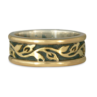 Medium Bordered Flores Wedding Ring in Two Tone
