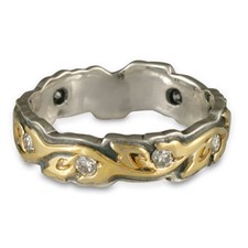 Medium Borderless Flores Wedding Ring with Gems in Two Tone