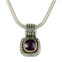 Mini Athena Pendant with gem in Amethyst