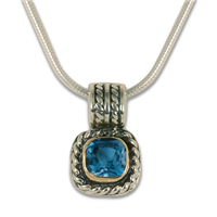 Mini Athena Pendant with gem in Swiss Blue Topaz