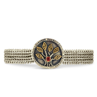 Moon Tree Bracelet in 14K Yellow Gold Design w Sterling Silver Base