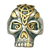 Morgan s Skull Ring in 14K Yellow Gold Design w Sterling Silver Base