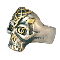Morgan s Skull Ring in 14K Yellow Gold Design w Sterling Silver Base