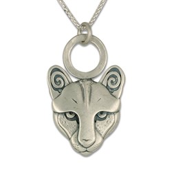 Mountain Lion Small Pendant in Sterling Silver