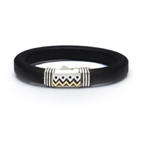 Mountain Wave Leather Bracelet in Sterling Silver and Gold in Two Tone