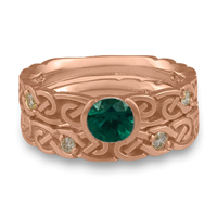 Narrow Borderless Infinity Bridal Ring Set with Gems in Emerald