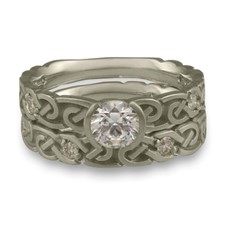 Narrow Borderless Infinity Bridal Ring Set with Gems in Diamond