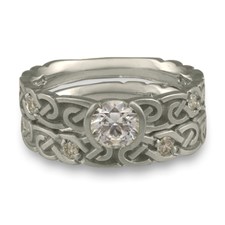 Narrow Borderless Infinity Bridal Ring Set with Gems in Platinum