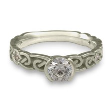 Narrow Borderless Infinity Engagement Ring with Gems in Platinum